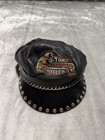 Vintage Harley Davidson Leather Biker Cap Hat Eagle Claw Studded Captain Chain