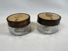 Art Deco Ribbed Glass Vanity Powder Jar With Metal Lid Set Of 2 Vng Storage