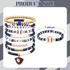 Akaixi Baseball Clay Beaded Stretch Bracelets  Medium  Dark Blue And White
