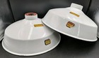 Vintage Pair 14  White Westinghouse Porcelain Industrial Barn Lights  Set Of 2