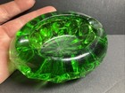 Vintage Viking  Glass 4    Diamond Point Ashtray Emerald Green Mid-century   Rare