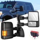 Pair For 08-16 Ford F250 F350 F450 F550 Super Duty Towing Manual Signal Mirrors