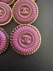 Set Of 6 Chanel 20mm Purple Buttons Cc Logo Gold Tone