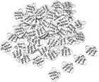 100 Pcs Made With Love Charms Silver Mini Heart Shape Beads For Diy Necklace Bra