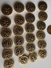 Lot  24  Vintage   Antique Gold Tone Metal Button Covers