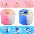 2 Pack Cloud Slime Kit With Blue Cake And Pink Charms  Scented Diy Slime    