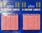 Box Of 24 Packs Of 24 Pink Stripe Birthday Cake Candles Bulk Sale Good 4 Resale