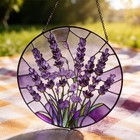 Lavender Stained Glass Suncatcher purple Floral Window Hanging garden Window Art