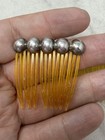Pair Of Vintage Sterling Silver Beaded Hair Combs