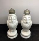 Big Owl Figural Salt And Pepper Shakers Very Rare Antique Set Circa 1880s