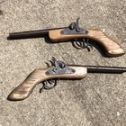 Vintage Double Barrel Toy Cap Gun Wood   Metal 12 5    Nice Looking Set Of Two 
