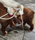Vintage Rare Handmade Wooden Horse With Real Hair White Brown - Lots Of Detail