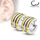 Stainless Steel Triple Dome Hoop Huggie Earrings Pair 7mm 20ga Earring Gold