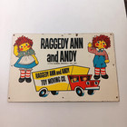 Vtg 1950 s Original Raggedy Ann And Andy Doll Pressed Wood Board Sign 16x24 Rare