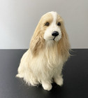 Vintage Cocker Spaniel Dog Figurine Brown White Realistic Made With Goat Fur