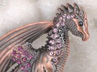 Fashion Women Antique Copper Tone Colored Rhinestones Vintage Dragon Brooch Pin