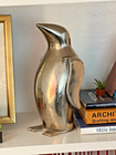 Vintage Stainless Metal Penguin 10  Tall Mid Century Modern Sleek