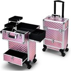 Sturdy Rolling Makeup Case W  Slide Rail Trays Compatible Professionals   Travel