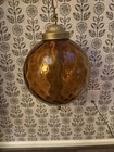 Amber Globe Swag Glass Light Lamp Large Vintage Mid Century Mcm W  Toggle Switch