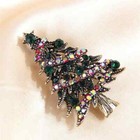Vintage Crystal Baroque Christmas Tree Brooch Pin Jewelry Gift Accessories
