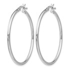 Leslie s Hinged Hoop Earrings 40x2mm Rhodium-plated 925 Sterling Silver Women s