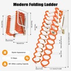 12 Steps Attic Ladder Folding Loft Ladder Wall Mounted Pull Down Attic Stairs