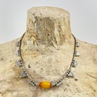 Ethiopian Telsum Pendant Necklace With Faux Amber Bead