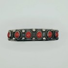 Vintage Heavy Navajo Sterling Silver   Red Coral Cuff Bracelet