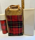 Vtg Thermos Brand Tartan Plaid King Seely Picnic lunch tailgate Set 15x9x5 5   