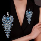 New Style Full Rhinestone Tassel Blue Color Peacock Brooch