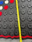 Vintage Handmade Granny Square Afghan Throw Blanket Black Rainbow Diamond Croche