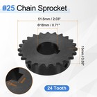 2pcs  25 Chain Roller Sprocket 18mm Bore  24 Tooth With 6x2 8mm Keyway  Black