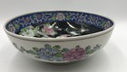 Chinese Famille Noir Bowl Birds Flowers Blue Trim Signed 8 5  Stunning
