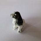 Vintage Bone China Spaniel Dog Figurine Miniature Black And White Japan