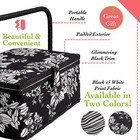 Sewing Basket - Sewing Box - Black Hibiscus Design - Sewing Kit - Storage Box 