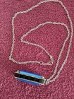 New Mini Blue Harmonica With Ne  klace  4 Hole  Playable  Neat 