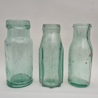 Trio Of Vintage Food Pickle Aqua Glass Jars  Bottle s Pan Yan sharwood London  