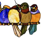 River Of Goods Wire Window Panel 24  Multi Stained Glass Birds Art Hanging Decor