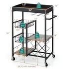 4-tier Kitchen Bar Cart Rolling Serving Trolley Wine Rack Removable Tray Basket