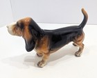 Vintage Shafford Blue Ribbon Basset Hound Porcelain Figurine Japan 8  Foil Label