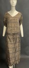Italian Art Deco 1920   s Figural Roman Empire Print Silk Dress W Ruched Belting