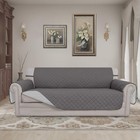 Quilted Sofa Cover 3 Cushion Couch Protector Pet Water Resistant Furniture Gray
