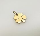 14k Solid Yellow Gold Small 4-leaf Clover Lucky Charm Pendant For Chain 14x10mm