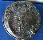 Antique Art Nouveau Silver Plate Repousse Vanity Maiden Mirror   Brush Set Lady