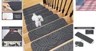 Elegant Grey Leaf Non-slip Carpet Stair Treads - 15-piece Set For Pet Safety
