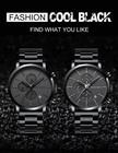Men s Chronograph Watch Stainless Steel Waterproof Sports Watch Black Mesh Band 
