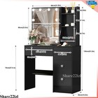 Black Makeup Vanity Table Set Led Lighted Mirror With 4 Drawers Dressing Table