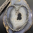 Navajo Pearl Beads 8 Mm Sterling Silver Necklace Length 20  For Women