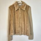 Vintage Tan Faux Fur Zip Up Sweater Carolina Colours Size M Mob Wife Y2k