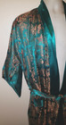Vintage 1960s Oriental Kimono Robe Hong Kong Tourist Silk Brocade L Unisex Green